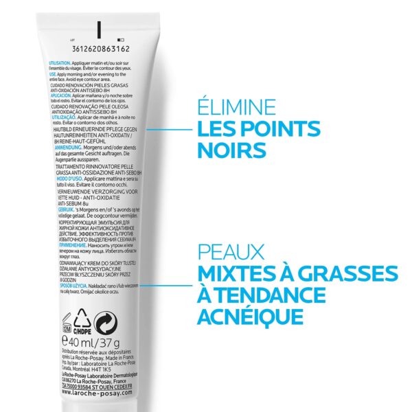 9 LA ROCHE-POSAY EFFACLAR K+ - Soin Visage Anti Points Noirs, 40ml