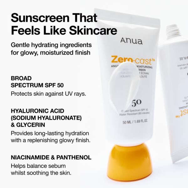ANUA ZERO CAST MOISTURIZING  FINISH SUNSCREEN 50ML